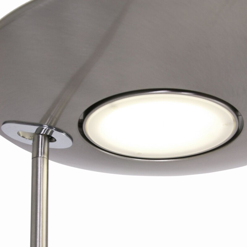 Moderna lámpara pie plateada Steinhauer Zenith led acero y blanco - Imagen 14
