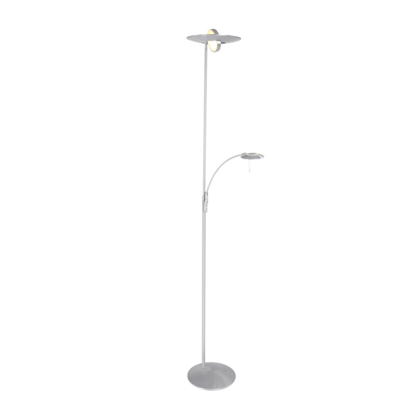 Moderna lámpara pie plateada Steinhauer Zenith led acero y blanco - Imagen 2