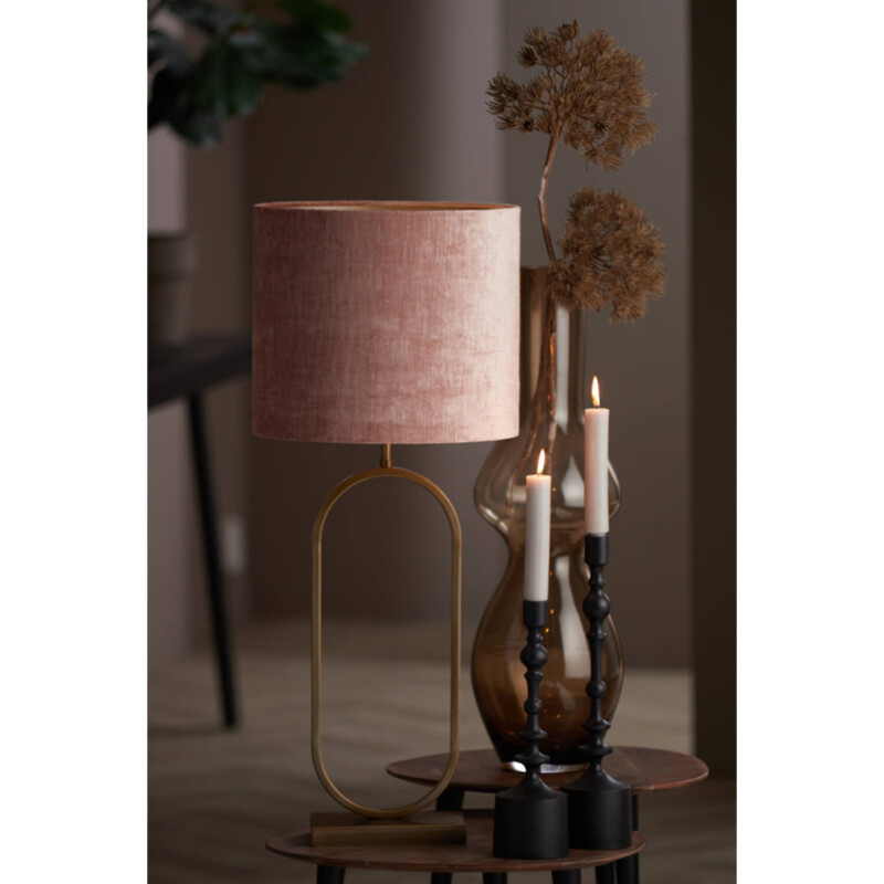 Pantalla de lámpara retro rosa con aspecto de terciopelo Light and Living Gemstone - Imagen 3