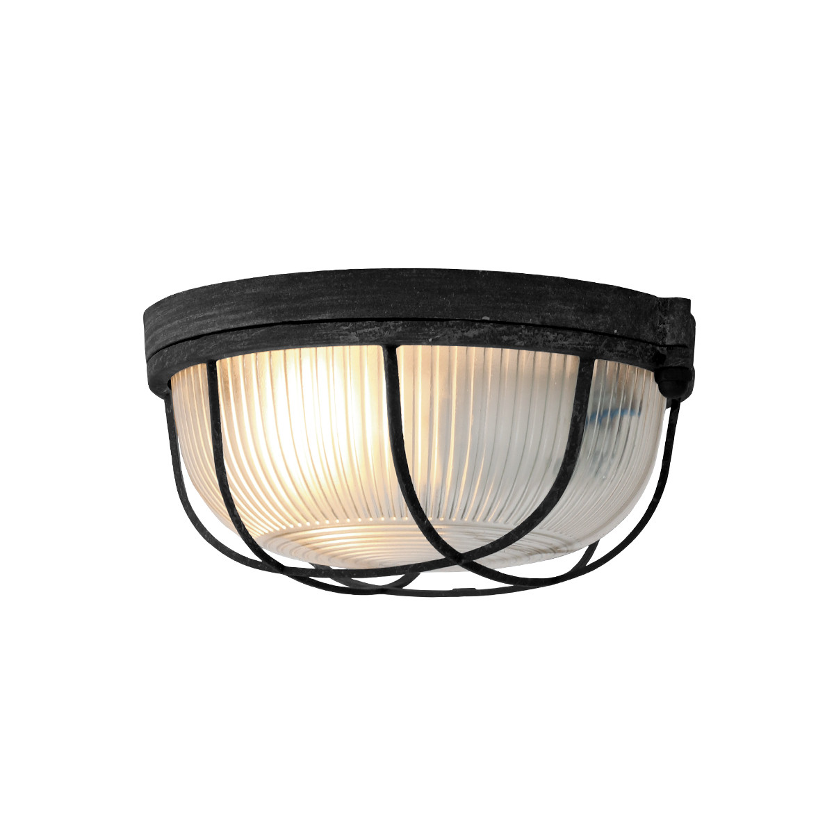 Plafón de techo rústico en negro para exterior Mexlite Lisanne transparente y negro