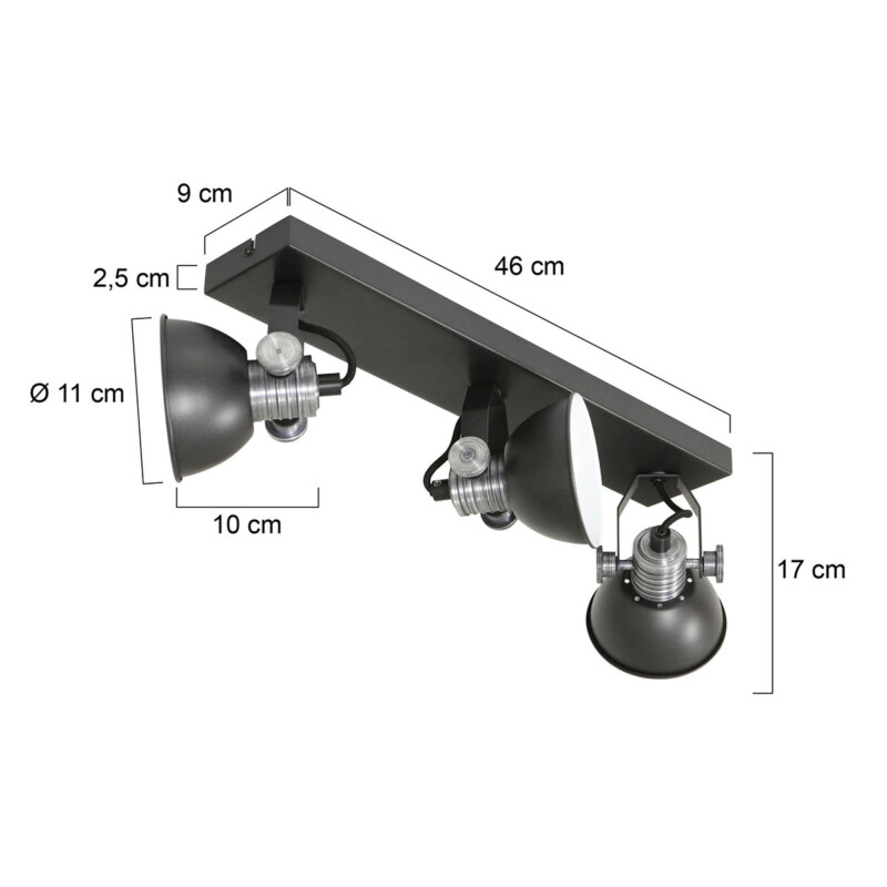 Foco industrial de metal negro Steinhauer Brooklyn - Imagen 7
