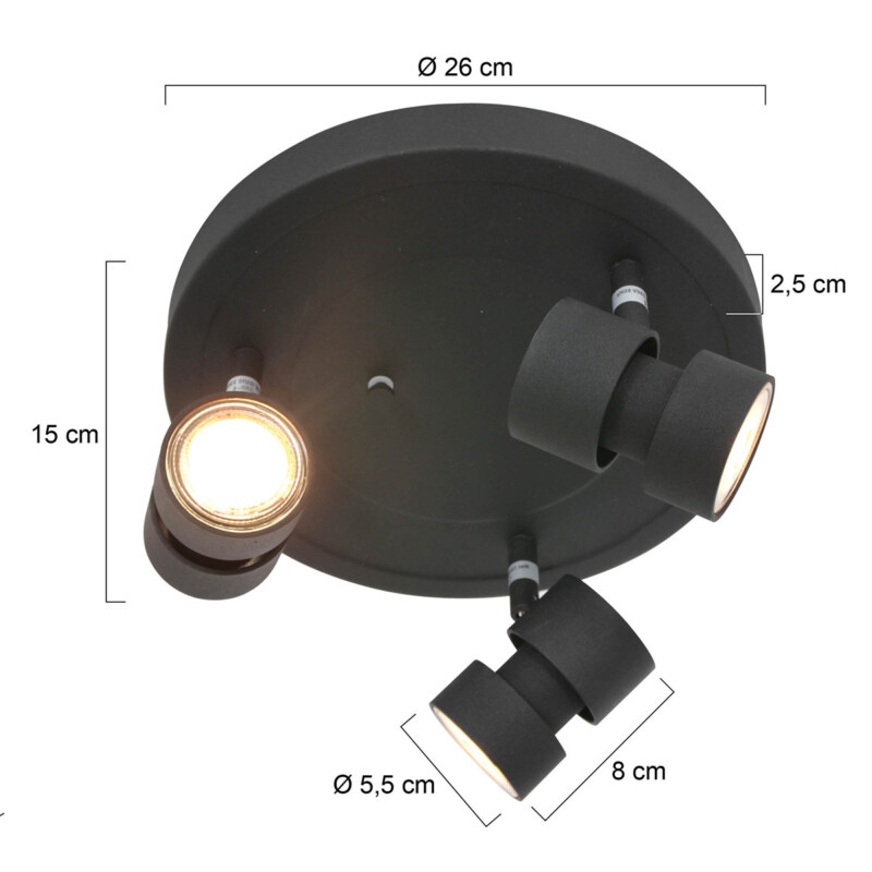 Plafón redondo LED de tres luces Steinhauer Natasja - Imagen 6