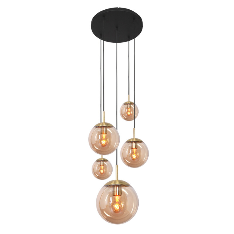 Lámpara colgante moderna de vidrio ámbar y metal Steinhauer Bollique - Imagen 2