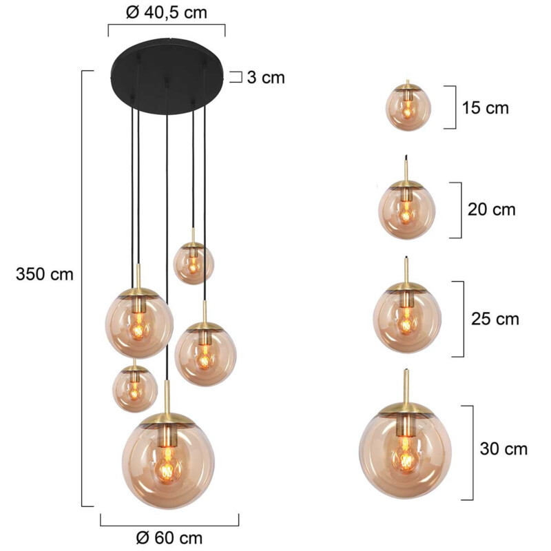 Lámpara colgante moderna de vidrio ámbar y metal Steinhauer Bollique - Imagen 8
