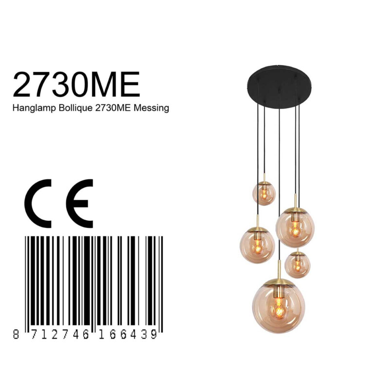 Lámpara colgante moderna de vidrio ámbar y metal Steinhauer Bollique - Imagen 9