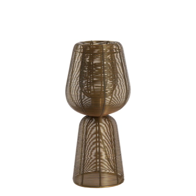 Lámpara de mesa de ratán bronce Light & Living Aboso