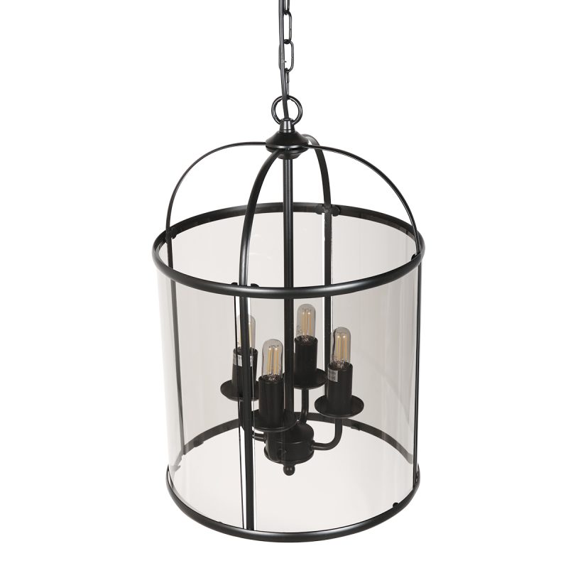 Lámpara colgante de 4 luces negra con forma de linterna metal/vidrio Steinhauer Pimpernel - Imagen 11