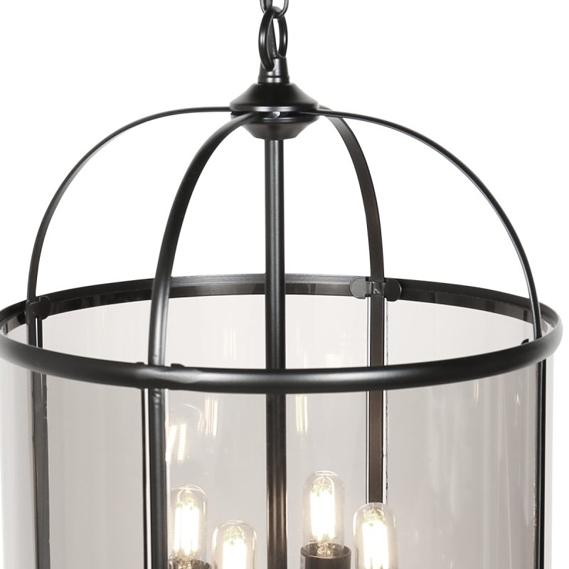 Lámpara colgante de 4 luces negra con forma de linterna metal/vidrio Steinhauer Pimpernel - Imagen 4