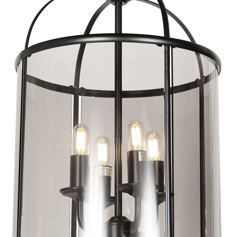Lámpara colgante de 4 luces negra con forma de linterna metal/vidrio Steinhauer Pimpernel - Imagen 5