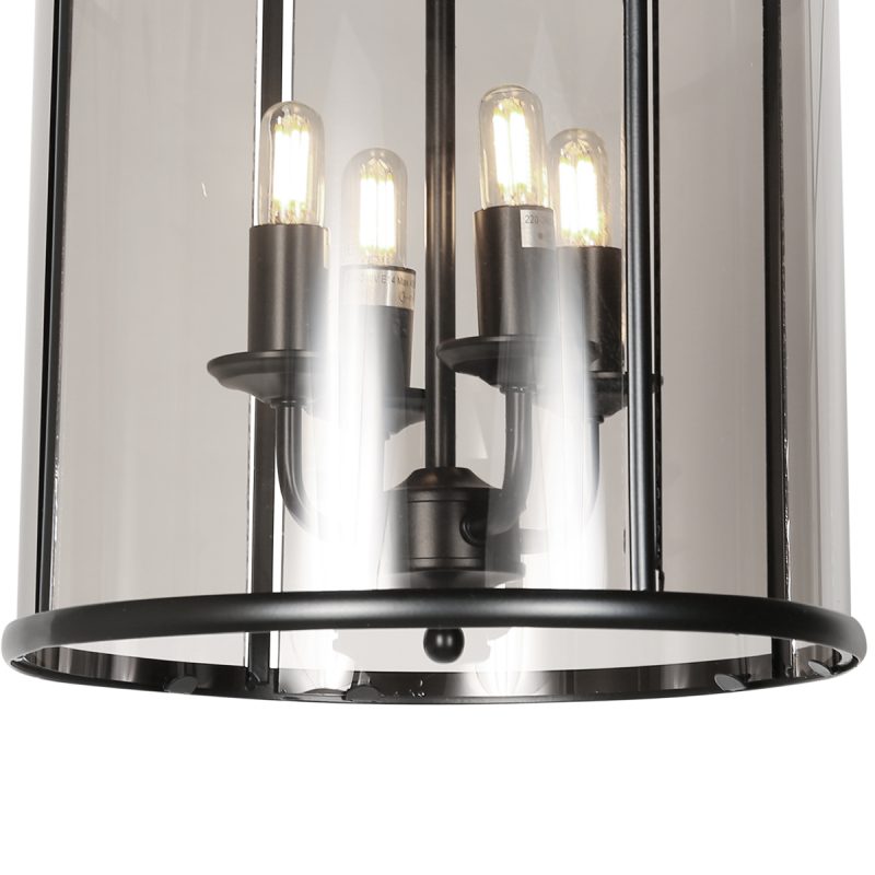 Lámpara colgante de 4 luces negra con forma de linterna metal/vidrio Steinhauer Pimpernel - Imagen 6
