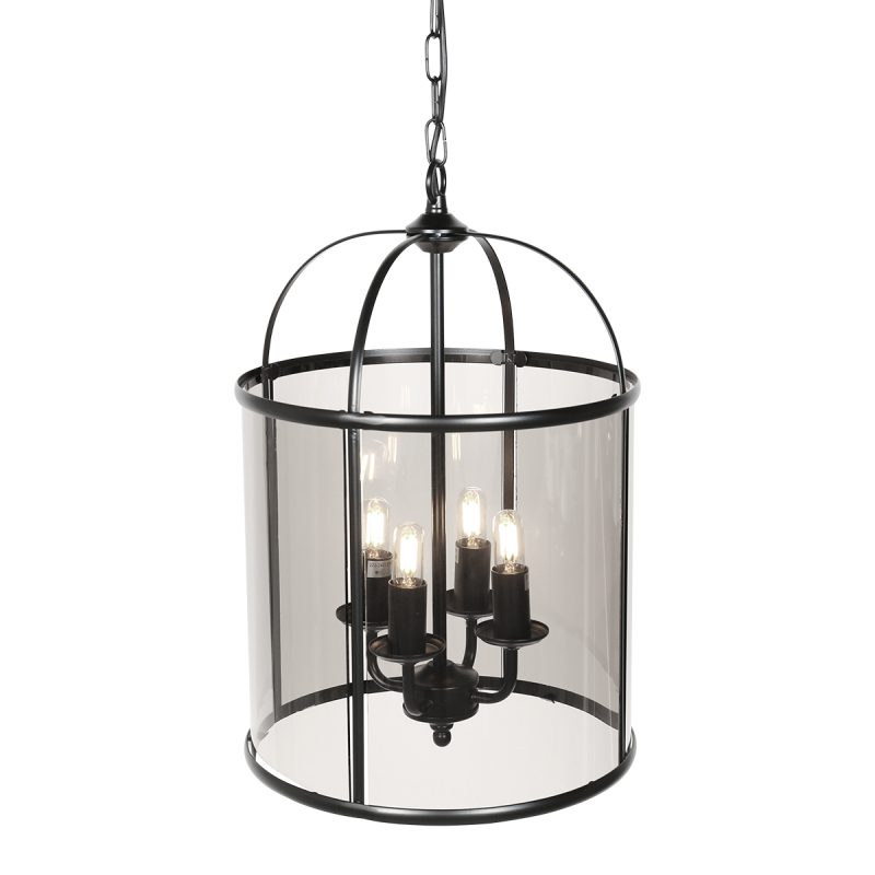 Lámpara colgante de 4 luces negra con forma de linterna metal/vidrio Steinhauer Pimpernel - Imagen 9