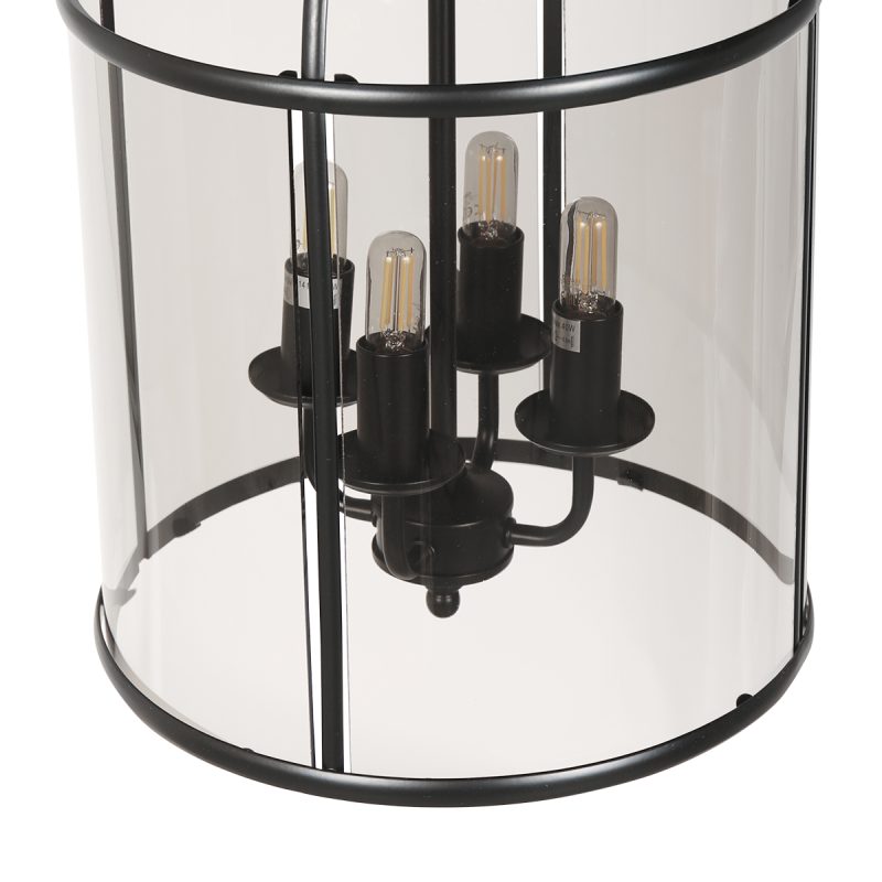 Lámpara colgante de 4 luces negra con forma de linterna metal/vidrio Steinhauer Pimpernel - Imagen 10