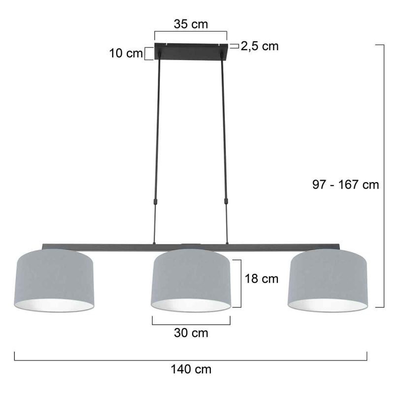 Lámpara colgante de 3 luces Steinhauer Stang - Imagen 7