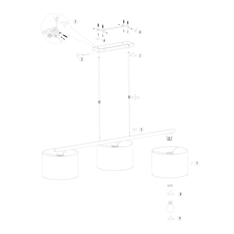 Lámpara colgante de 3 luces Steinhauer Stang - Imagen 9