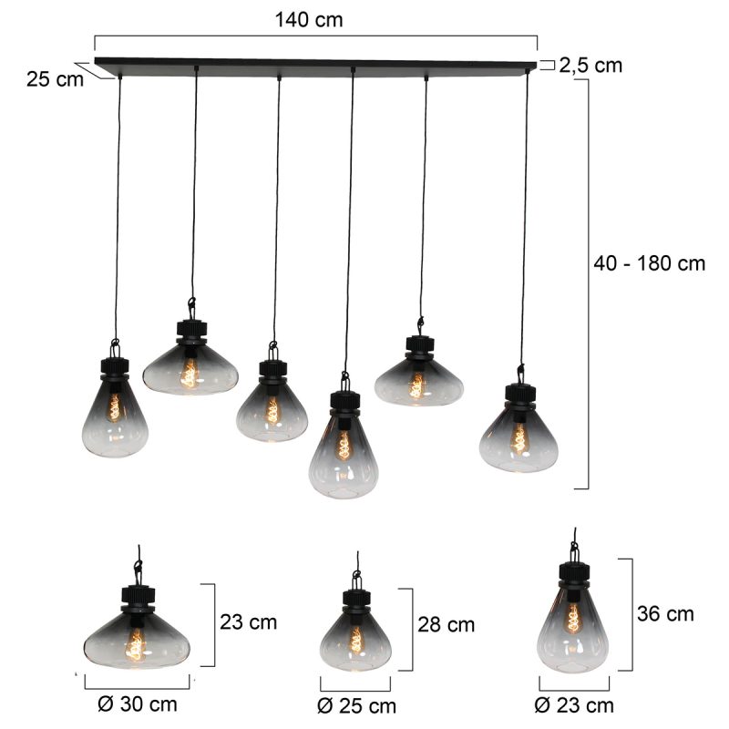 Lámpara colgante retro de metal negro Steinhauer Flere - Imagen 8