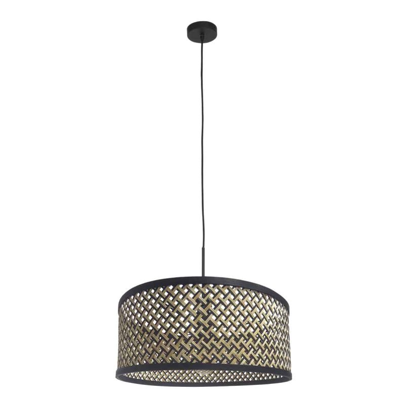 Lámpara colgante negra con pantalla de mimbre Steinhauer Sparkled Light - Imagen 2