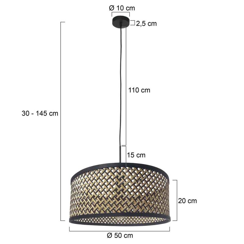 Lámpara colgante negra con pantalla de mimbre Steinhauer Sparkled Light - Imagen 7