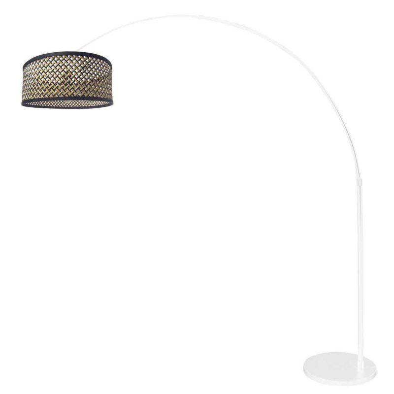 Lámpara de arco blanca con pantalla de mimbre Steinhauer Sparkled Light - Imagen 2