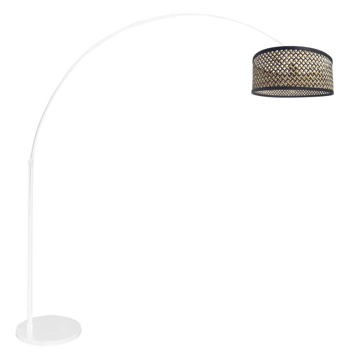 Lámpara de arco blanca con pantalla de mimbre Steinhauer Sparkled Light