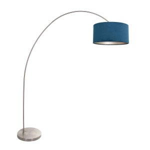lámpara-de-arco-clásica-de-acero-con-pantalla-azul-mexlite-solva-3914st