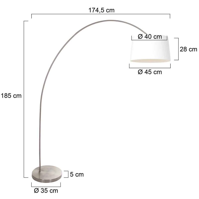 Lámpara de arco clásica de acero con pantalla beige Mexlite Solva - Imagen 6