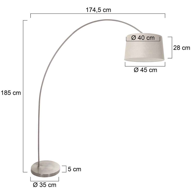 Lámpara de arco clásica de acero con pantalla beige Mexlite Solva - Imagen 6