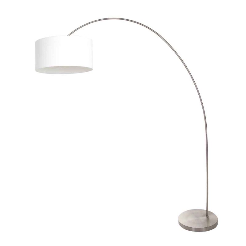Lámpara de arco clásica de acero con pantalla blanca Mexlite Solva - Imagen 2
