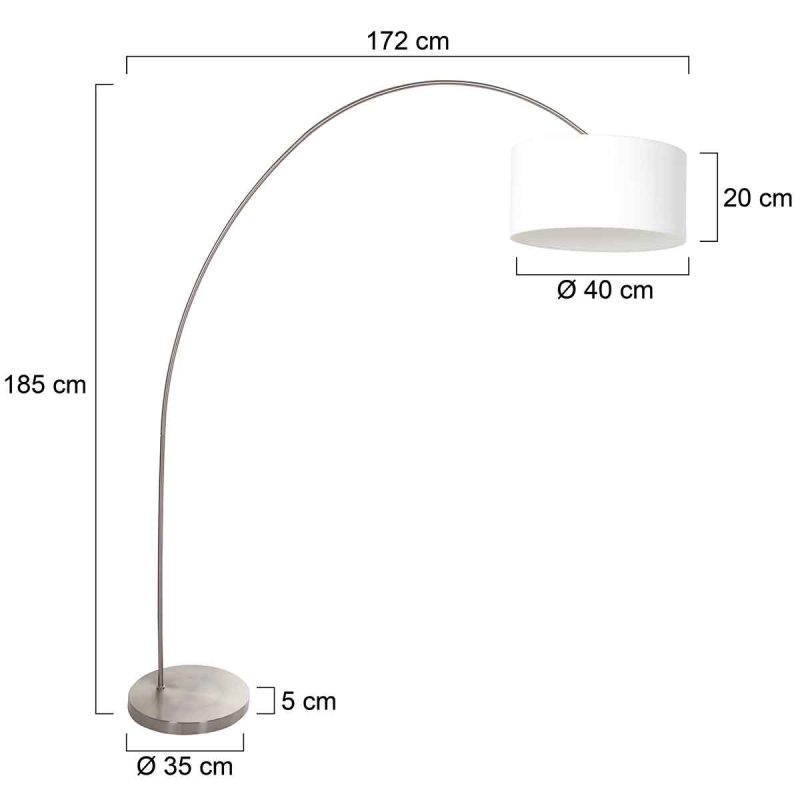 Lámpara de arco clásica de acero con pantalla blanca Mexlite Solva - Imagen 6