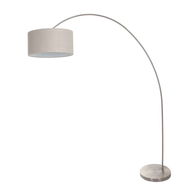 Lámpara de arco clásica de acero con pantalla gris Mexlite Solva - Imagen 2