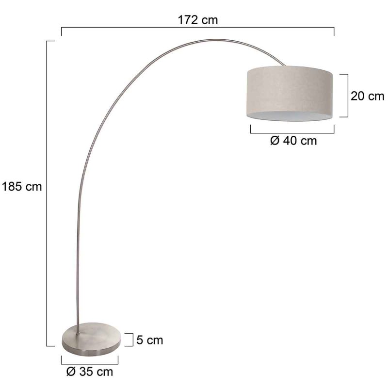 Lámpara de arco clásica de acero con pantalla gris Mexlite Solva - Imagen 6