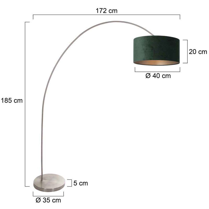 Lámpara de arco clásica de acero con pantalla verde Mexlite Solva - Imagen 6