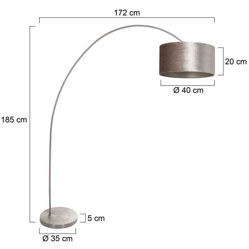 Lámpara de arco de acero con pantalla gris Mexlite Solva - Imagen 6