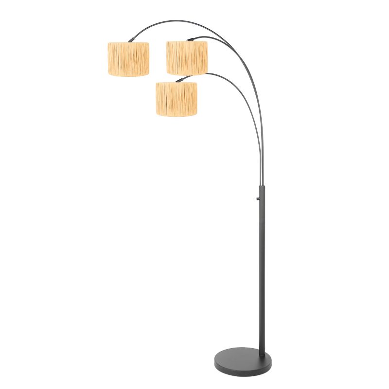 Lámpara de arco de pie negra con pantallas de madera Steinhauer Sparkled Light - Imagen 2
