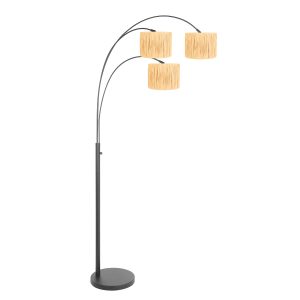 lámpara-de-arco-de-pie-negra-con-pantallas-de-madera-steinhauer-sparkled-light-3830zw