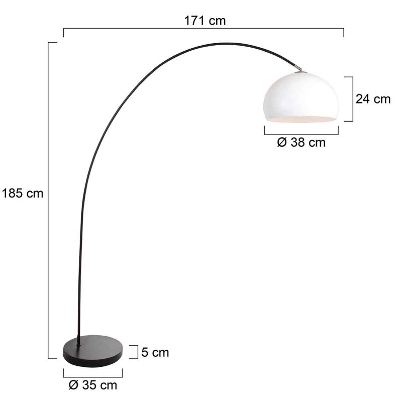 Lámpara de arco moderna negra con globo blanco Mexlite Solva - Imagen 6