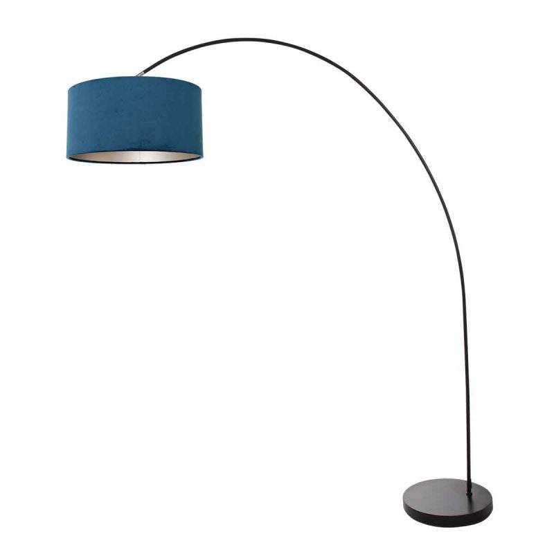 Lámpara de arco moderna negra con pantalla azul Mexlite Solva - Imagen 2