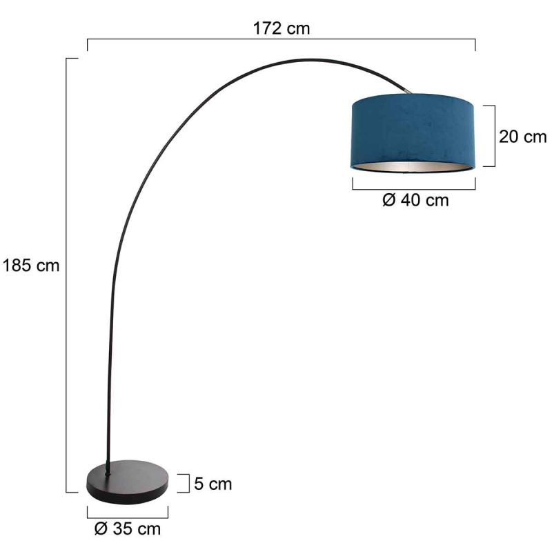 Lámpara de arco moderna negra con pantalla azul Mexlite Solva - Imagen 6