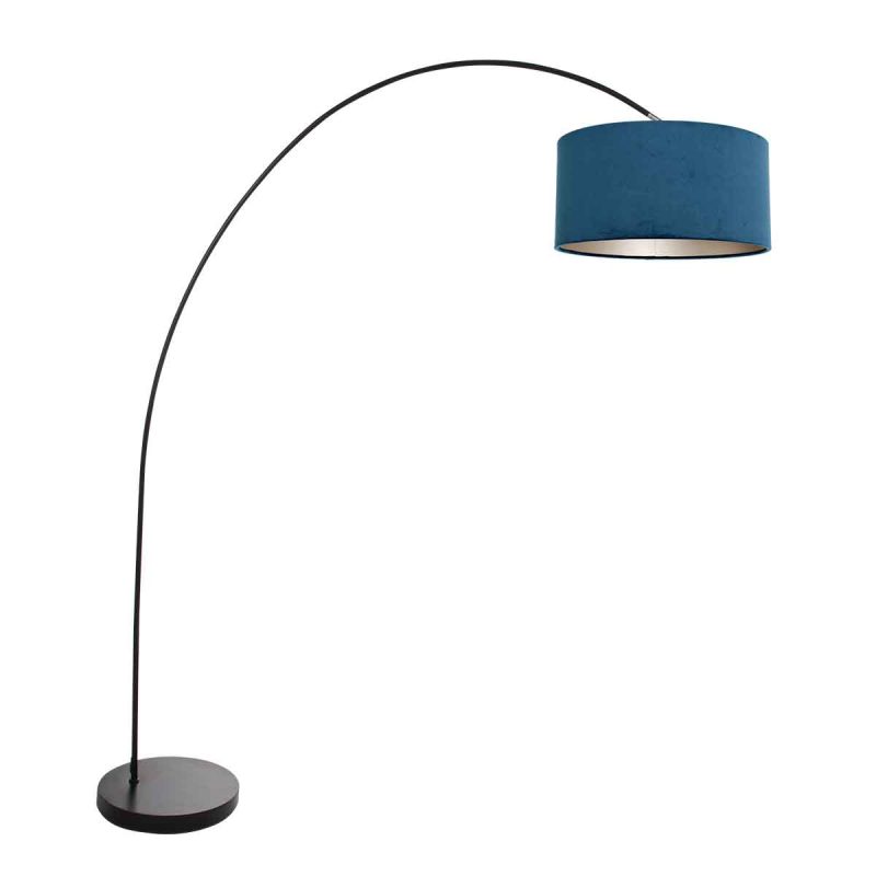 lámpara-de-arco-moderna-negra-con-pantalla-azul-mexlite-solva-3900zw