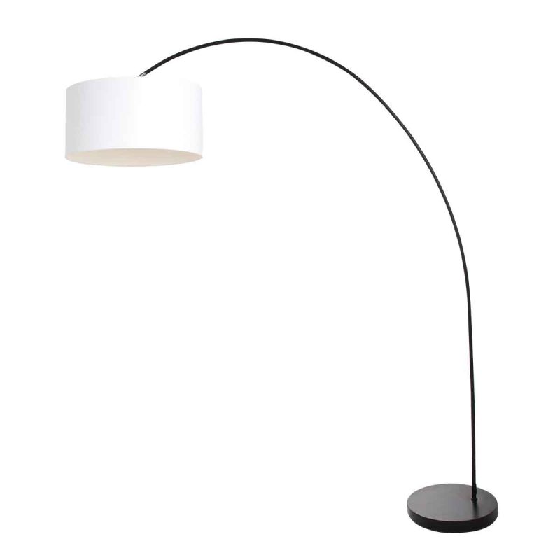 Lámpara de arco moderna negra con pantalla blanca Mexlite Solva - Imagen 2