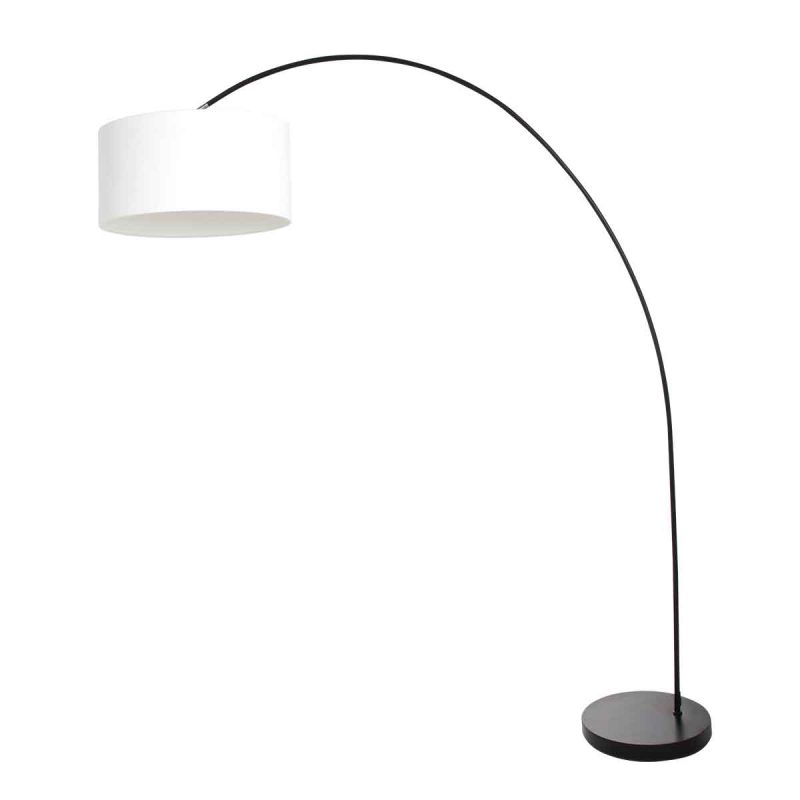 Lámpara de arco moderna negra con pantalla blanca Mexlite Solva - Imagen 2