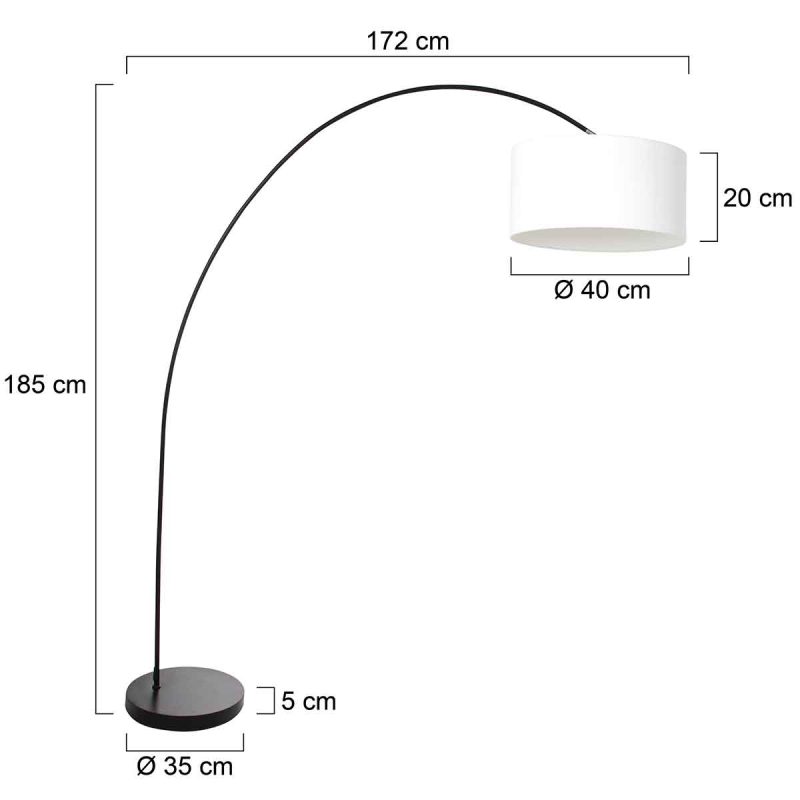 Lámpara de arco moderna negra con pantalla blanca Mexlite Solva - Imagen 6