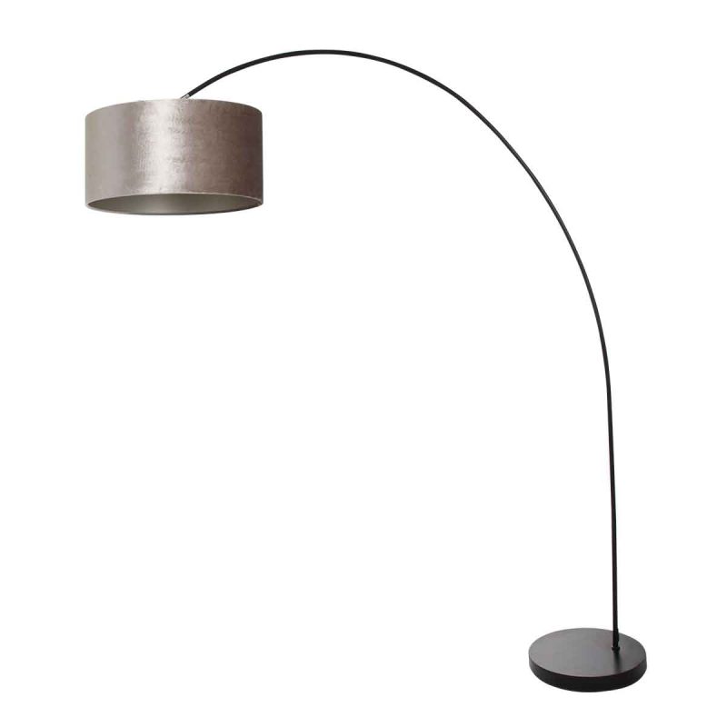 Lámpara de arco moderna negra con pantalla gris Mexlite Solva - Imagen 2