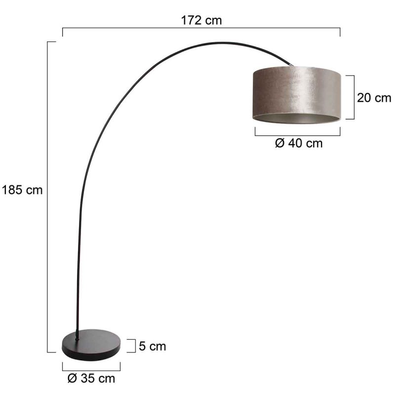 Lámpara de arco moderna negra con pantalla gris Mexlite Solva - Imagen 6
