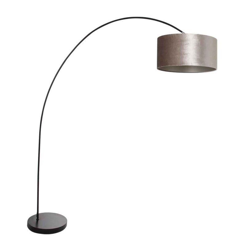 lámpara-de-arco-moderna-negra-con-pantalla-gris-mexlite-solva-3895zw