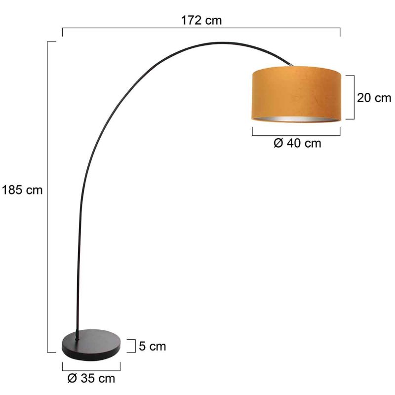 Lámpara de arco moderna negra con pantalla naranja Mexlite Solva - Imagen 6