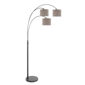 lámpara-de-arco-moderna-negra-con-pantallas-grises-steinhauer-sparkled-light-3823zw