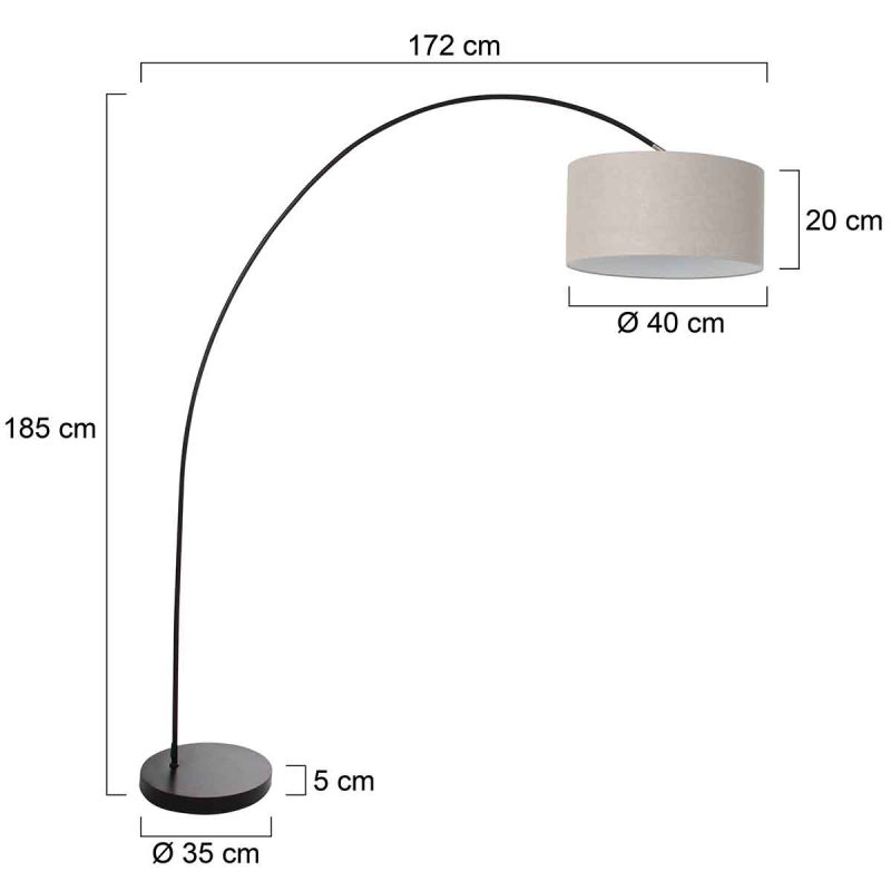 Lámpara de arco negra con pantalla gris Mexlite Solva - Imagen 6