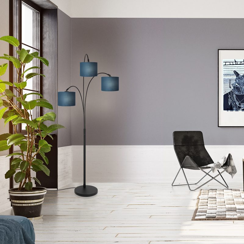 lampara-de-arco-negra-con-pantallas-azules-steinhauer-sparkled-light-3828zw-2