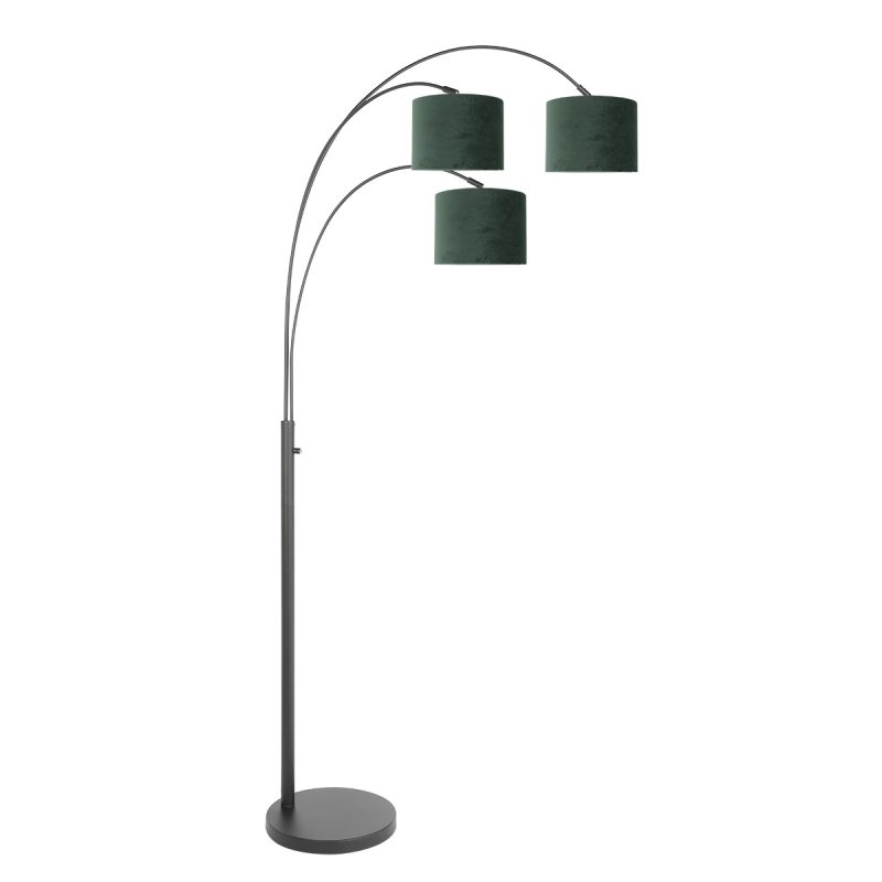 lámpara-de-arco-negra-con-pantallas-verdes-steinhauer-sparkled-light-3827zw
