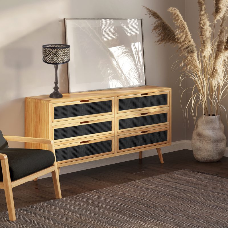 Lámpara de mesa alta y brillante con pantalla de mimbre Anne Light & Home Bois - Imagen 3